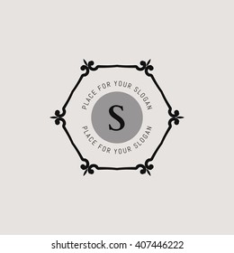 Monogram design template. Flourishes calligraphic monogram emblem template. Luxury elegant frame ornament line logo design vector illustration. Example monogram designs for Cafe, Restaurant, Boutique