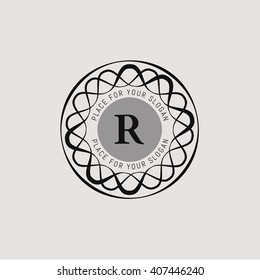 Monogram design template. Flourishes calligraphic monogram emblem template. Luxury elegant frame ornament line logo design vector illustration. Example monogram designs for Cafe, Restaurant, Boutique