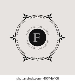 Monogram design template. Flourishes calligraphic monogram emblem template. Luxury elegant frame ornament line logo design vector illustration. Example monogram designs for Cafe, Restaurant, Boutique