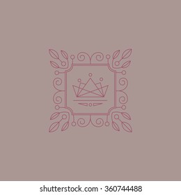 Monogram Design Template with Leaves. Stylish Vector Illustration