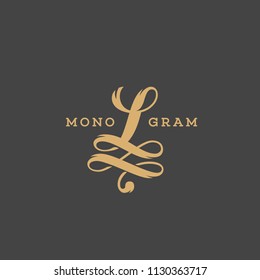 Monogram design template of letter L. Vector illustration.