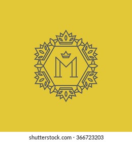 Monogram design template with letter M