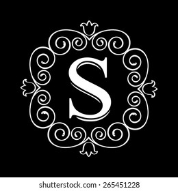 Monogram design template with letter S, vector illustration.