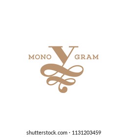Monogram design template of letter V. Vector illustration.