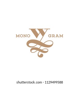 Monogram design template of letter W. Vector illustration.