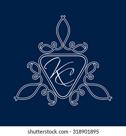 Monogram design template with letters K and C