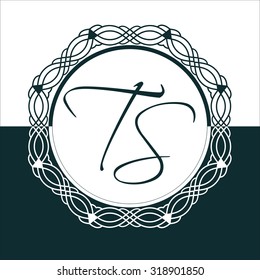 Monogram design template with letters T and S