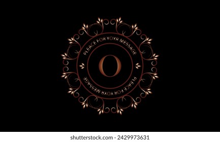 Monogram design template for one or two letters such as O with space for text in a circle. Logo identity for restaurant, hotel, heraldry, jewelry.