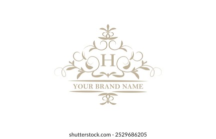 Monogram design template for one or two letters, for example H. Calligraphic elegant ornament. Vector logo for business, heraldry, boutiques, restaurant, etc.