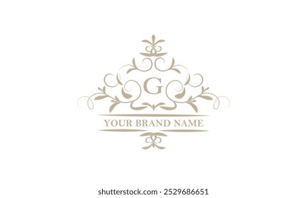 Monogram design template for one or two letters, for example G. Calligraphic elegant ornament. Vector logo for business, heraldry, boutiques, restaurant, etc.