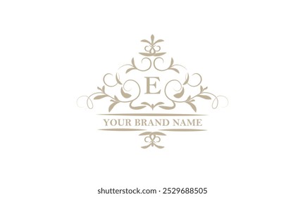 Monogram design template for one or two letters, for example E. Calligraphic elegant ornament. Vector logo for business, heraldry, boutiques, restaurant, etc.