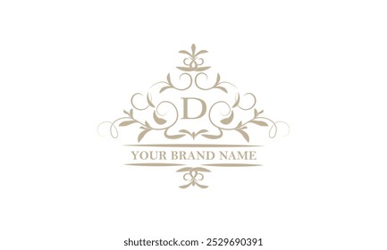 Monogram design template for one or two letters, for example D. Calligraphic elegant ornament. Vector logo for business, heraldry, boutiques, restaurant, etc.