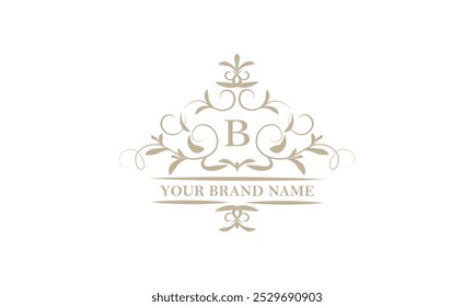 Monogram design template for one or two letters, for example B. Calligraphic elegant ornament. Vector logo for business, heraldry, boutiques, restaurant, etc.