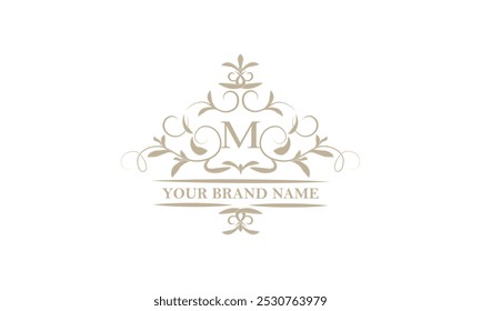 Monogram design template for one or two letters, for example M. Calligraphic elegant ornament. Vector logo for business, heraldry, boutiques, restaurant, etc.