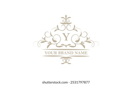 Monogram design template for one or two letters, for example Y. Calligraphic elegant ornament. Vector logo for business, heraldry, boutiques, restaurant, etc.