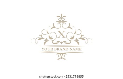 Monogram design template for one or two letters, for example X. Calligraphic elegant ornament. Vector logo for business, heraldry, boutiques, restaurant, etc.