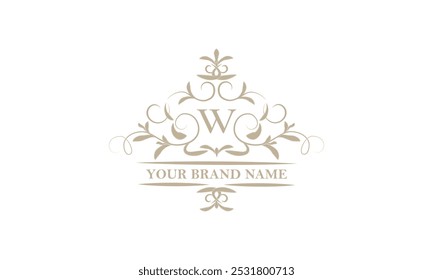 Monogram design template for one or two letters, for example W. Calligraphic elegant ornament. Vector logo for business, heraldry, boutiques, restaurant, etc.