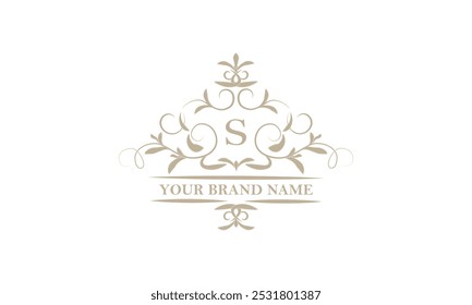 Monogram design template for one or two letters, for example S. Calligraphic elegant ornament. Vector logo for business, heraldry, boutiques, restaurant, etc.