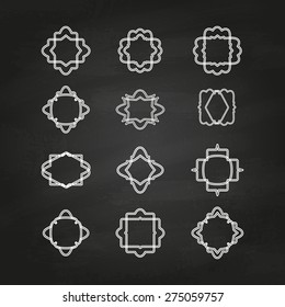 Monogram design templates on chalkboard. Vector illustration.