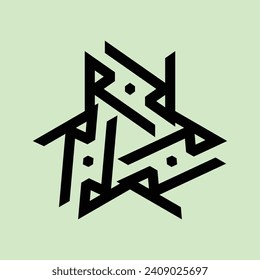 monogram design that forms the letter "R" for ceramic designs or brand logos on a light green background