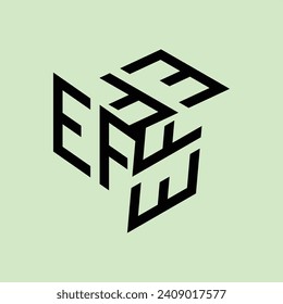 A MONOGRAM DESIGN THAT FORMS THE LETTERS "E" AND "F" WHICH ARE ROTATED. LIGHT GREEN BACKGROUND.
