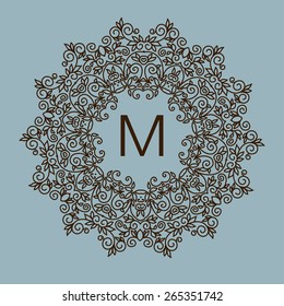 Monogramm-Design. Rahmenrahmen oder Grenze für Vektorfloralen - abstrakte Logo-Vorlage für Spa-, Blumengeschäfte und Kosmetik