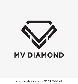 monogram diamond initial letter mv vector logo icon design illustration
