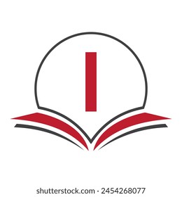 Monogram Education Logo On Letter I Concept With Open Book Icon