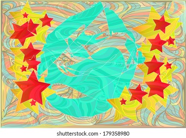Monogram egg in stars blue,  Grass, meadow, seaweed, wall-paper,  paper for walls. eps10