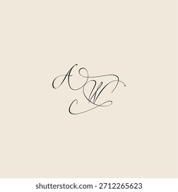 Monogramm elegantes Konzept Logo anfängliches königliches Design AW minimalistischer Stil Kurve Buchstabe