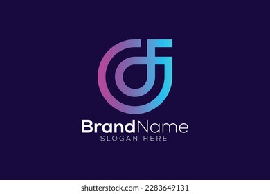 Monogram and Elegant letter G F logo design template