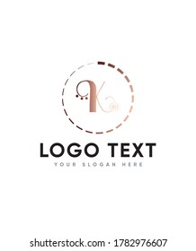 The monogram is an elegant letter type K logo template with decorative flower.
