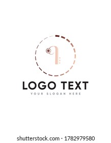 The monogram is an elegant letter type I logo template with decorative flower.