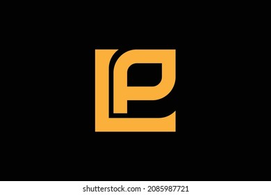 Monogram elegant minimal art logo concept. Trendy professional awesome artistic PL LP initial based alphabet icon logo. Gold color on black background. Premium Business logo.