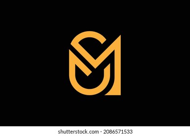 Monogram elegant minimal art logo concept. Trendy professional awesome artistic SM MS initial based alphabet icon logo. Gold color on black background. Premium Business logo.