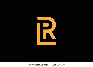 Monogram elegant minimal art logo concept. Trendy professional awesome artistic RL LR initial based alphabet icon logo. Gold color on black background. Premium Business logo.