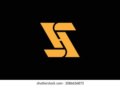 Monogram elegant minimal art logo concept. Trendy professional awesome artistic SH HS initial based alphabet icon logo. Gold color on black background. Premium Business logo.