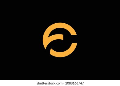 Monogram elegant minimal art logo concept. Trendy professional awesome artistic CF FC initial based alphabet icon logo. Gold color on black background. Premium Business logo.
