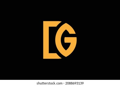 Monogram elegant minimal art logo concept. Trendy professional awesome artistic DG GD initial based alphabet icon logo. Gold color on black background. Premium Business logo.