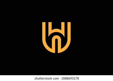 Monogram elegant minimal art logo concept. Trendy professional awesome artistic WH HW initial based alphabet icon logo. Gold color on black background. Premium Business logo.
