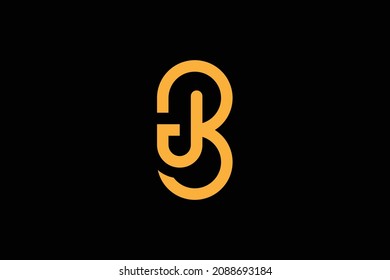 Monogram elegant minimal art logo concept. Trendy professional awesome artistic BJ JB initial based alphabet icon logo. Gold color on black background. Premium Business logo.
