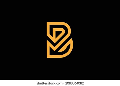 Monogram elegant minimal art logo concept. Trendy professional awesome artistic B BD DB initial based alphabet icon logo. Gold color on black background. Premium Business logo.