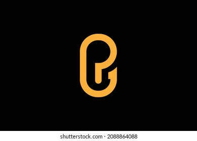 Monogram elegant minimal art logo concept. Trendy professional awesome artistic GP PG initial based alphabet icon logo. Gold color on black background. Premium Business logo.