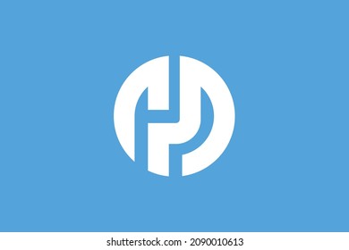 Monogram elegant minimal art logo concept. Trendy professional awesome artistic MP PM initial based alphabet icon logo. White color on blue background. Premium Business logo.