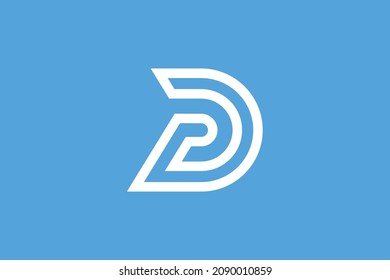 Monogram elegant minimal art logo concept. Trendy professional awesome artistic D DP PD initial based alphabet icon logo. White color on blue background. Premium Business logo.