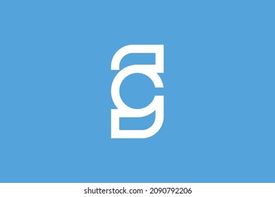 Monogram elegant minimal art logo concept. Trendy professional awesome artistic SC CS initial based alphabet icon logo. White color on blue background. Premium Business logo.