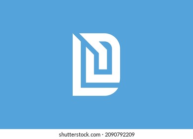Monogram elegant minimal art logo concept. Trendy professional awesome artistic DL LD initial based alphabet icon logo. White color on blue background. Premium Business logo.