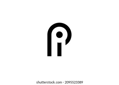 Monogram elegantes Minimal Art Logo Konzept. Trendy professionelle fantastische künstlerische PI IP Initial-basiertes Alphabet Symbol-Logo. Schwarze Farbe auf weißem Hintergrund. Premium Business Logo.