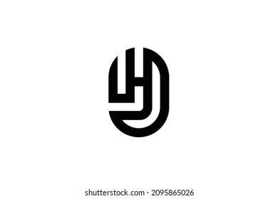 Monogram elegant minimal art logo concept. Trendy professional awesome artistic HJ JH initial based alphabet icon logo. Black color on white background. Premium Business logo.
