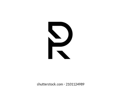Monogram elegant minimal art logo concept. Trendy professional artistic R RP PR initial based alphabet icon logo. Black color on white background. Premium Business logo.